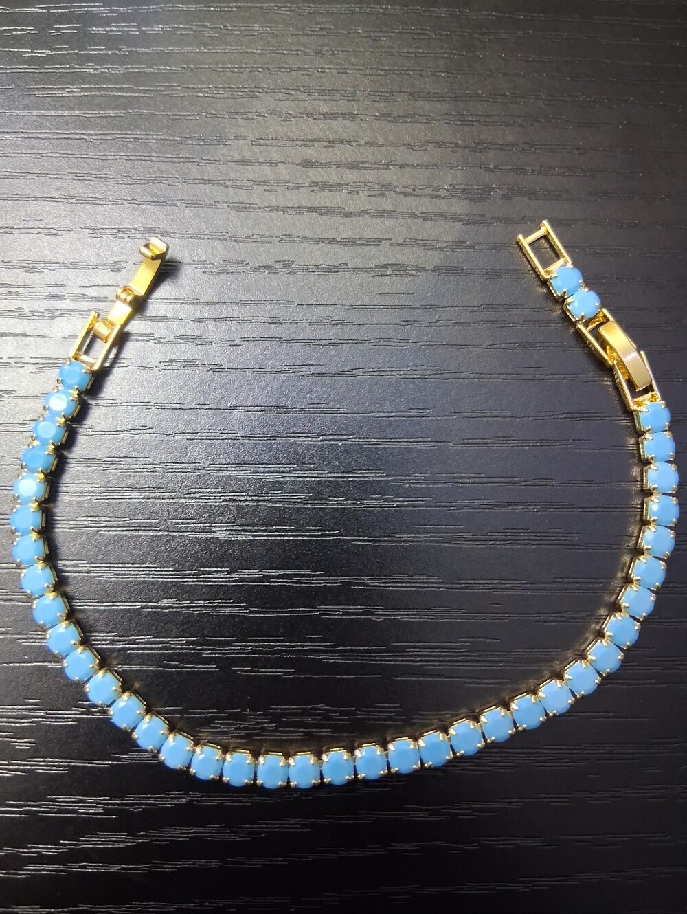 Gold-Tone Bracelet with Turquoise Blue Stones - Women Jewelry